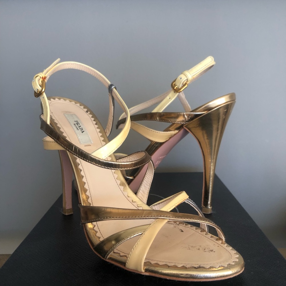 Perfect Strappy Metallic PRADA party shoe